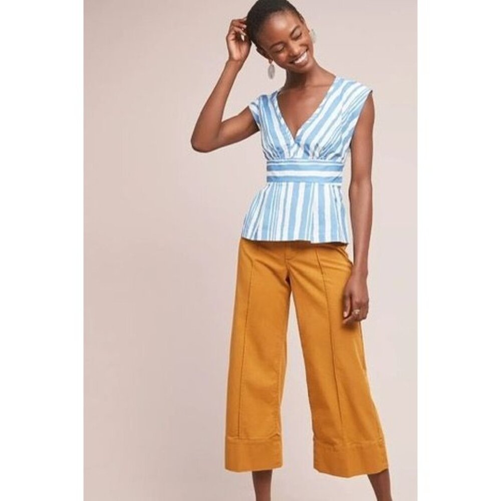 Anthropologie Tracy Reese women's small blue white catamaran striped tank top